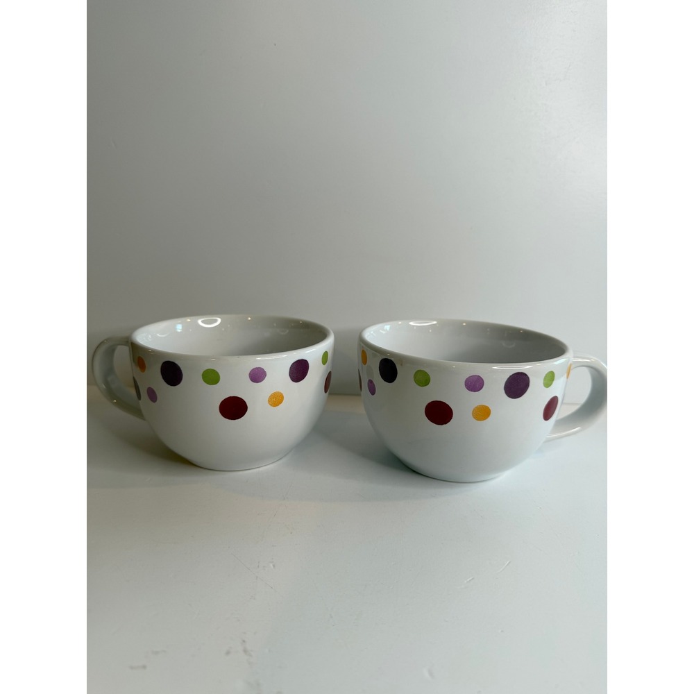 Pampered Chef Simple Additions Dots Soup Cappuccino Mug Set‎ Colorful Polka Dot